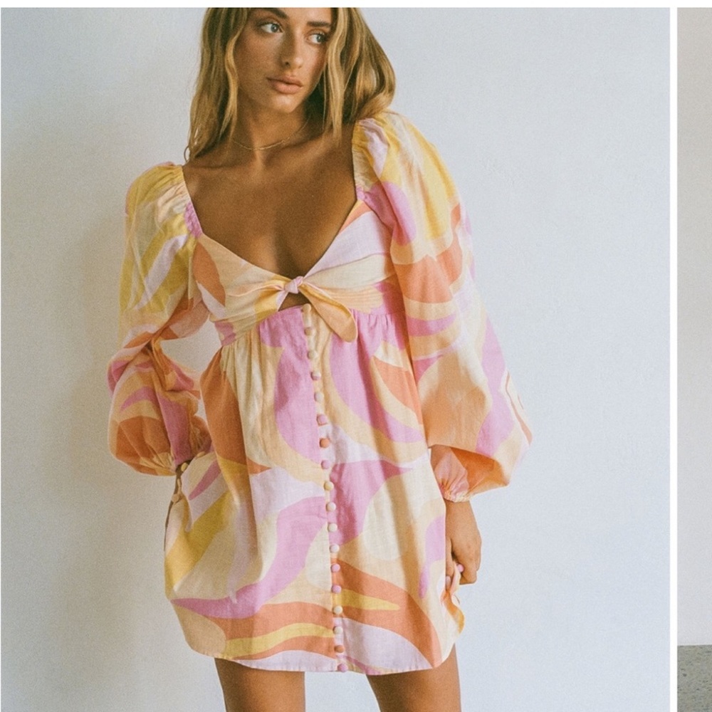 NWT SABO SKIRT ALYA BABYDOLL DRESS PINK AND ORANGE SMALL